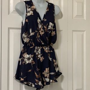 Audrey 3+1 Small Navy Print Romper